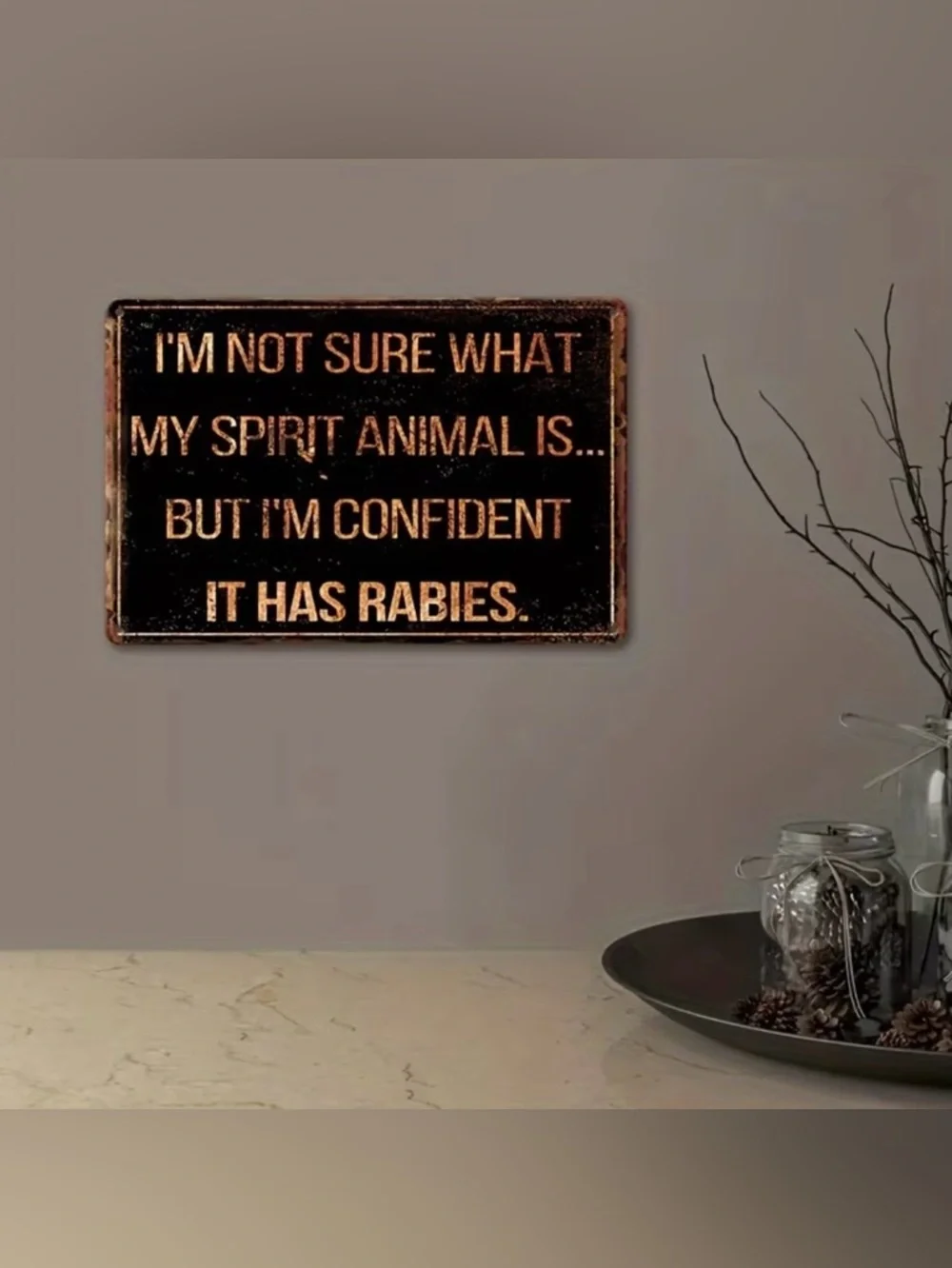 Black & Copper Funny Pet Sign - 'My Spirit Animal'